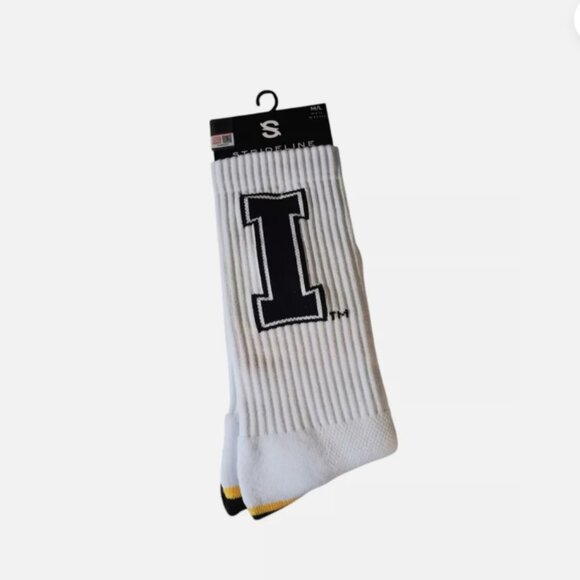 Strideline IDAHO Premium Knit Crew Socks Size: M/L Set of 2 Black White Yellow - Picture 3 of 10